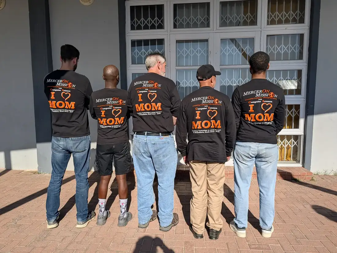 Mercer on Mission volunteers at Nguzo Saba, teaching computer science in Khayelitsha